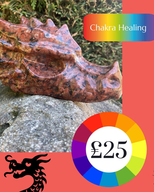 Remote Crystal Chakra Healing with Red Granite Dragon