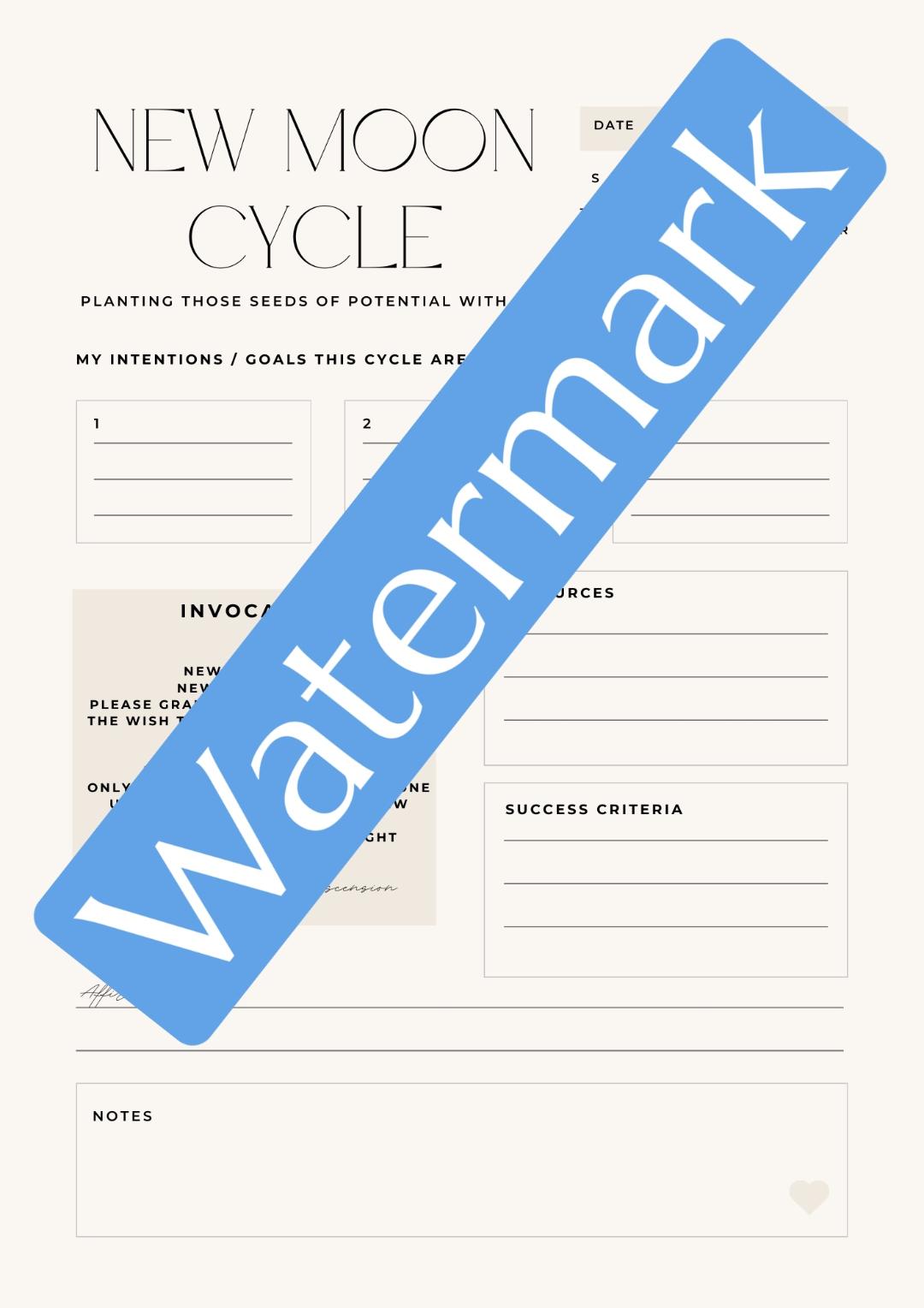 New Moon Cycle Worksheet including Affirmation - Digital Download